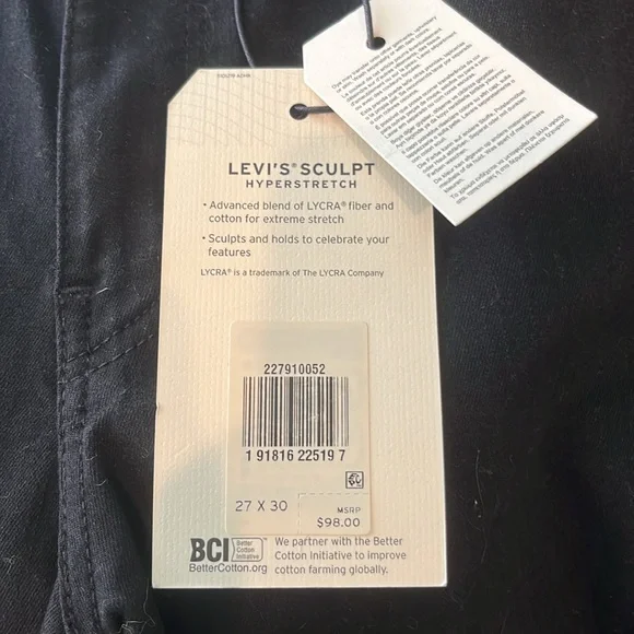 Levis Sculpt 27x30 Mile High Super Skinny New with Tags Black Jeans - Picture 4 of 4